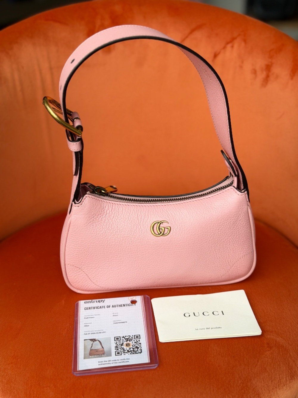 Gucci Mini Light Pink Goatskin Aphrodite Shoulder Bag